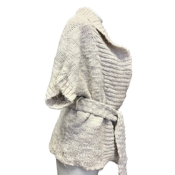 ABERCROMBIE & Fitch Chunky Knit Wool Cardigan Small Belted - Picture 6 of 10